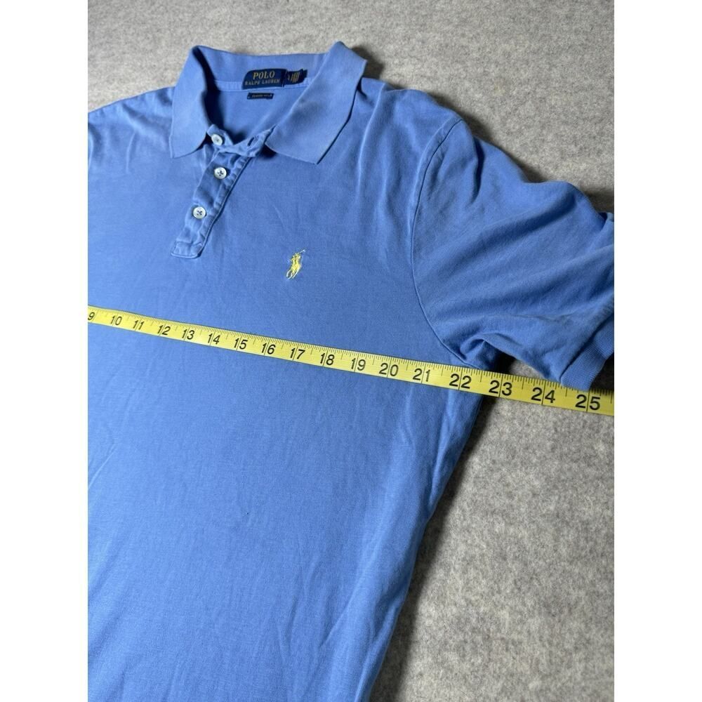 Polo Ralph Lauren Classic Fit Polo Shirt Blue Yellow Pony Men's Large L Cotton - Picture 9 of 10